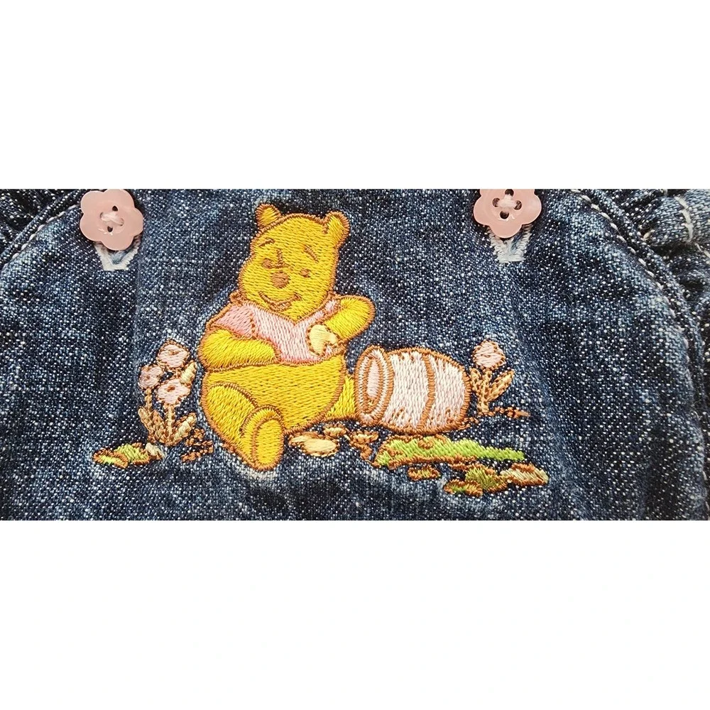 Disney Store Winnie the Pooh Denim Overall Dress Baby Girl 3-6M Blue Exc Vtg - Picture 3 of 10